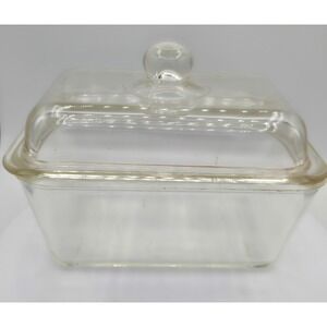 Vintage Clear Glasbake Loaf/Refrigerator Dish with Lid Rectangular Food Storage‎